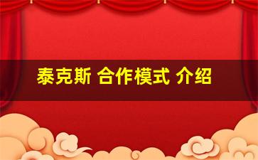 泰克斯 合作模式 介绍